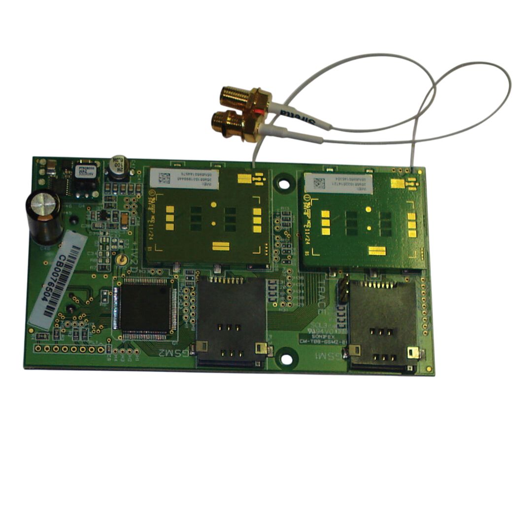 Top view of Sonifex CM-TBG expansion card on white background