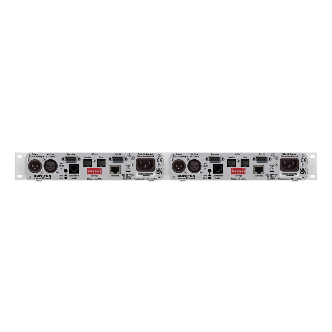 Rear panel of Sonifex DHY-04T on white background