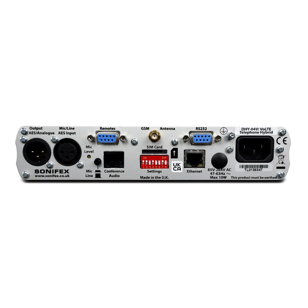 Rear panel of Sonifex DHY-04V Free Standing on white background