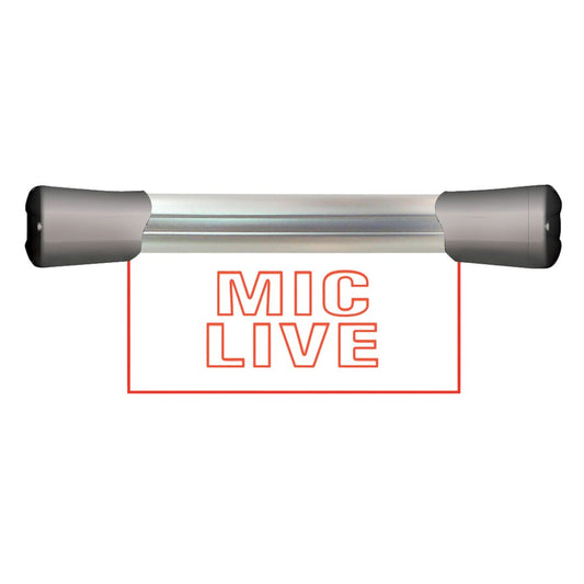 Front view of Sonifex LED Single Flush Mount MIC LIVE Sign (7.9") on white background