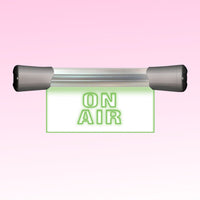 Front view of Sonifex LED Single Flush Mount ON AIR Sign (7.9") on pink background