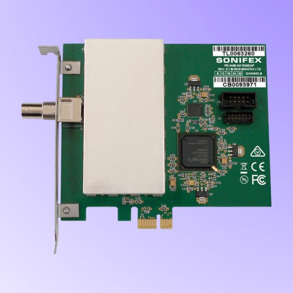 Front view of Sonifex PC-AM on purple gradient background