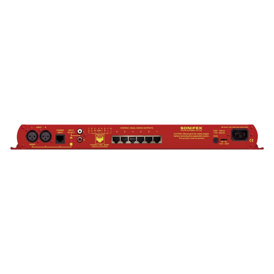 Rear view of Sonifex RB-DA6R on white background