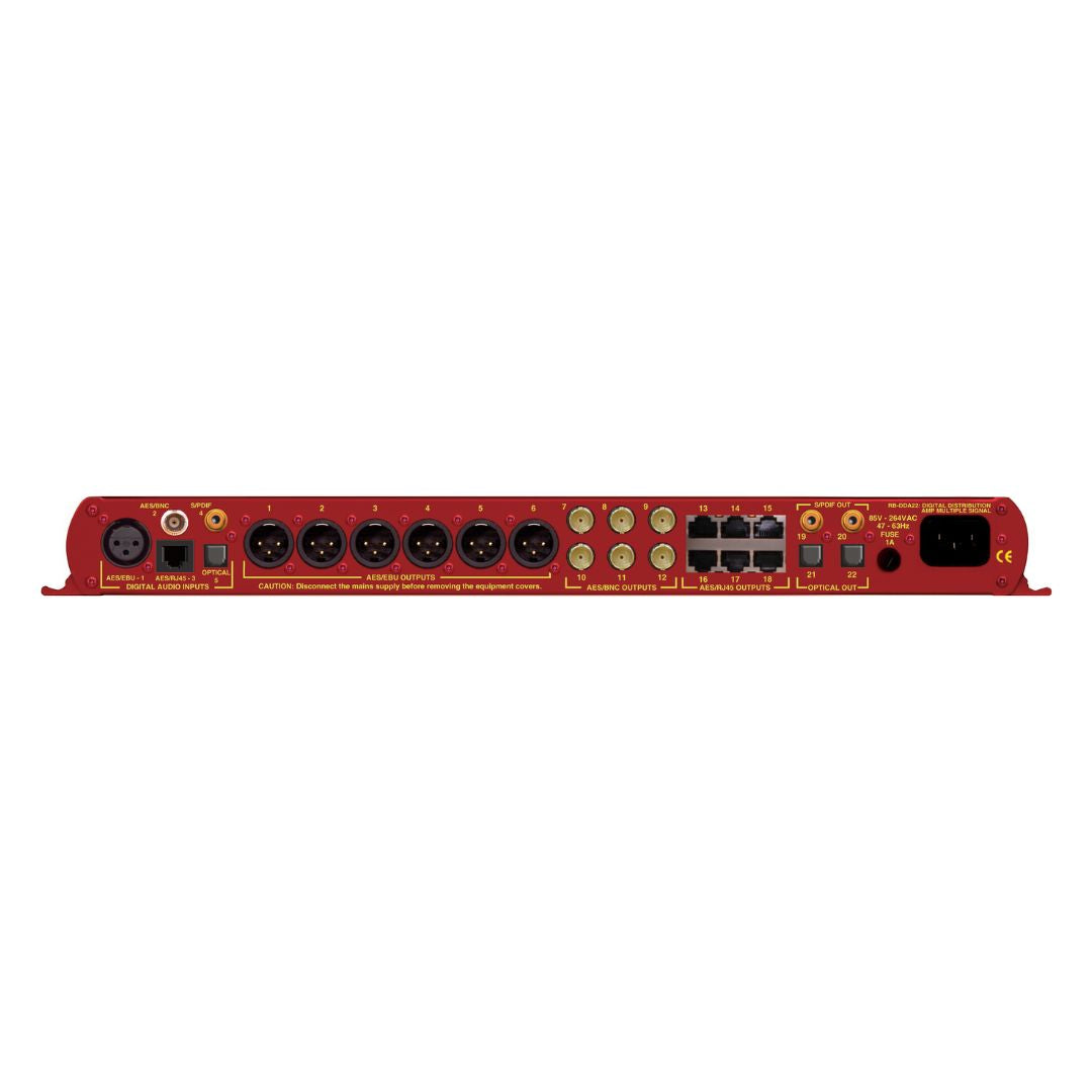 Rear panel of Sonifex RB-DDA22 on white background