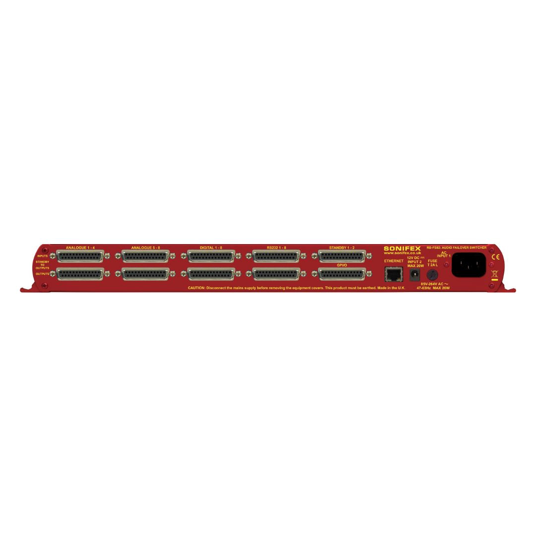 Rear view of Sonifex RB-FS82 on white background