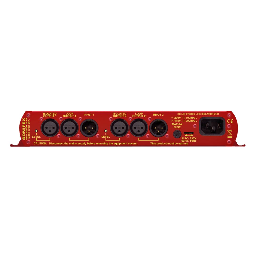 Rear view of Sonifex RB-LI2 on white background