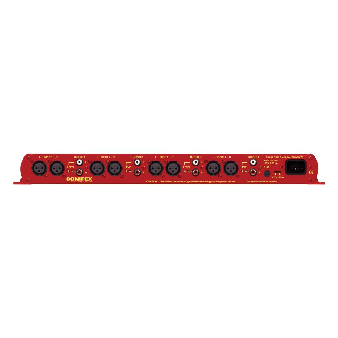 Rear panel of Sonifex RB-LU4 on white background