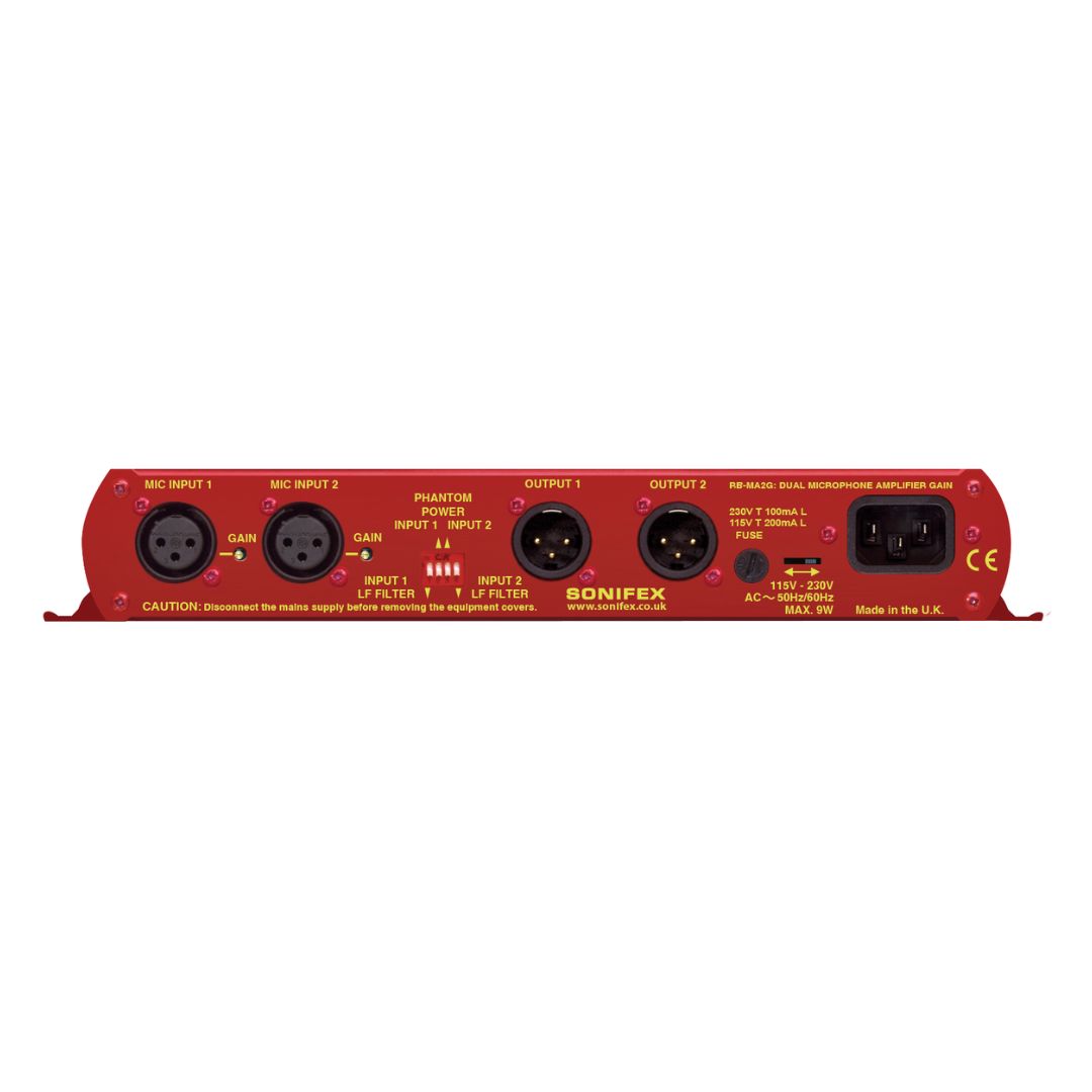 Rear view of Sonifex RB-MA2G on white background