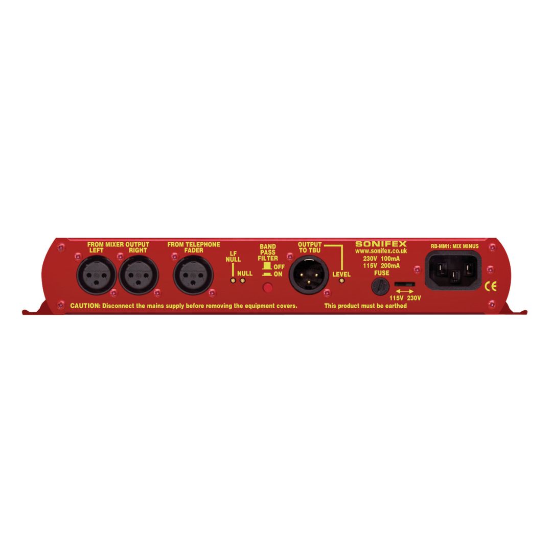 Rear panel of Sonifex RB-MM1 on white background