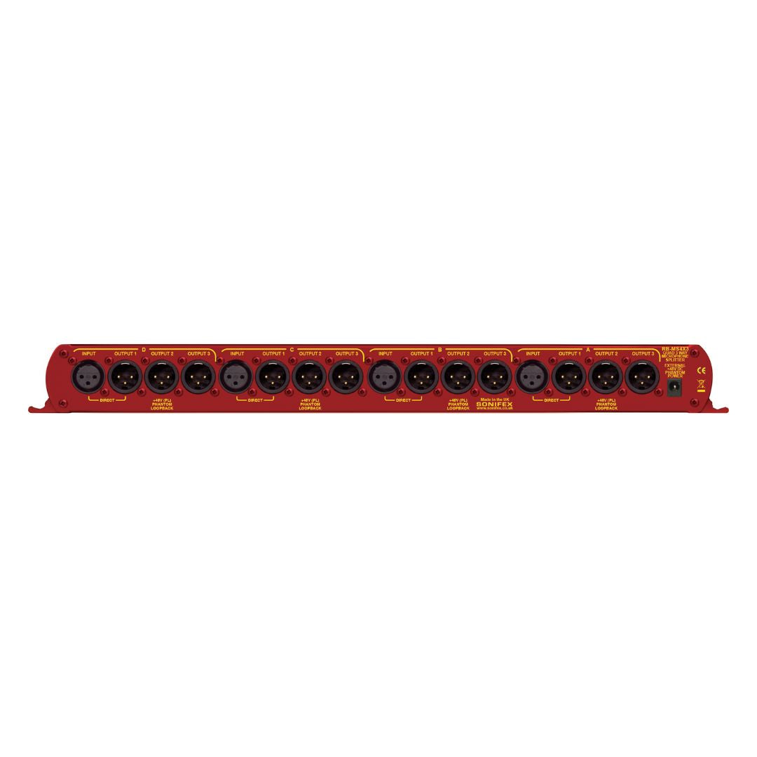 Rear view of Sonifex RB-MS4X3 on white background