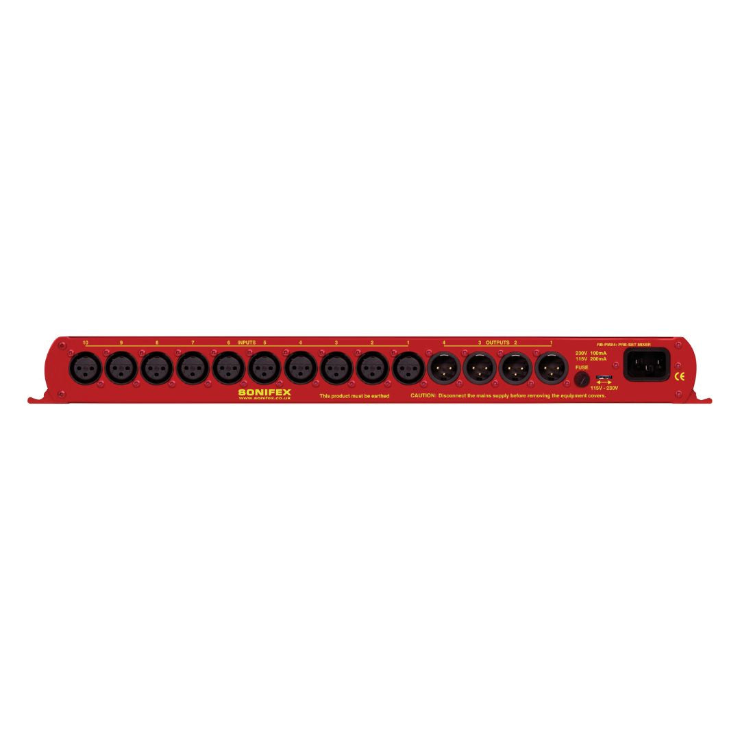 Rear view of Sonifex RB-PMX4 on white background