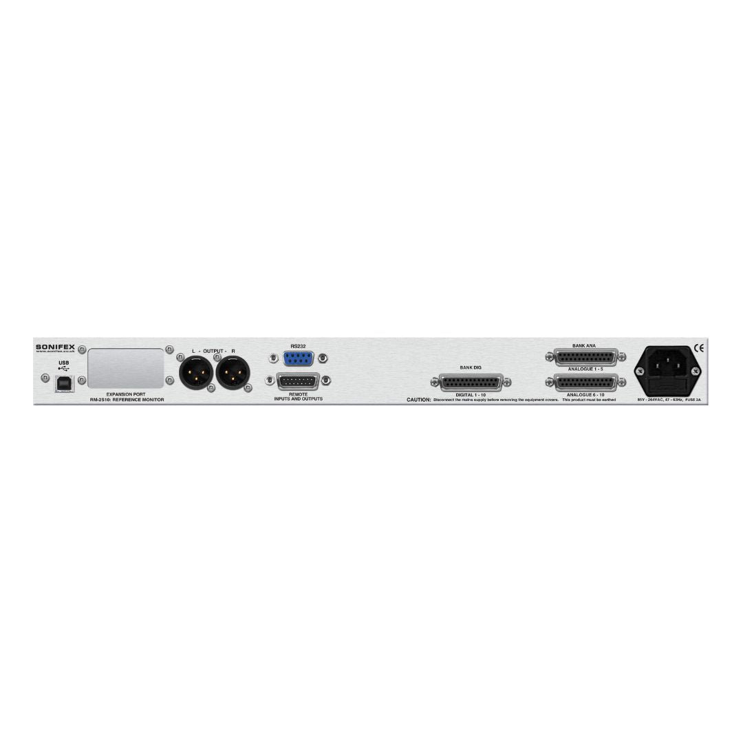 Rear panel of Sonifex RM-2S10 on white background