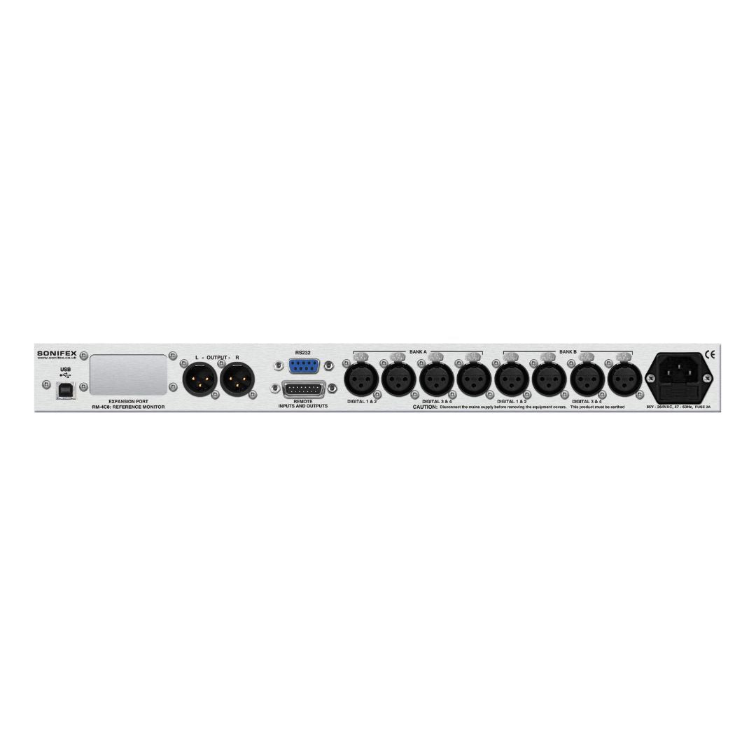 Rear view of Sonifex RM-4C8 on white background