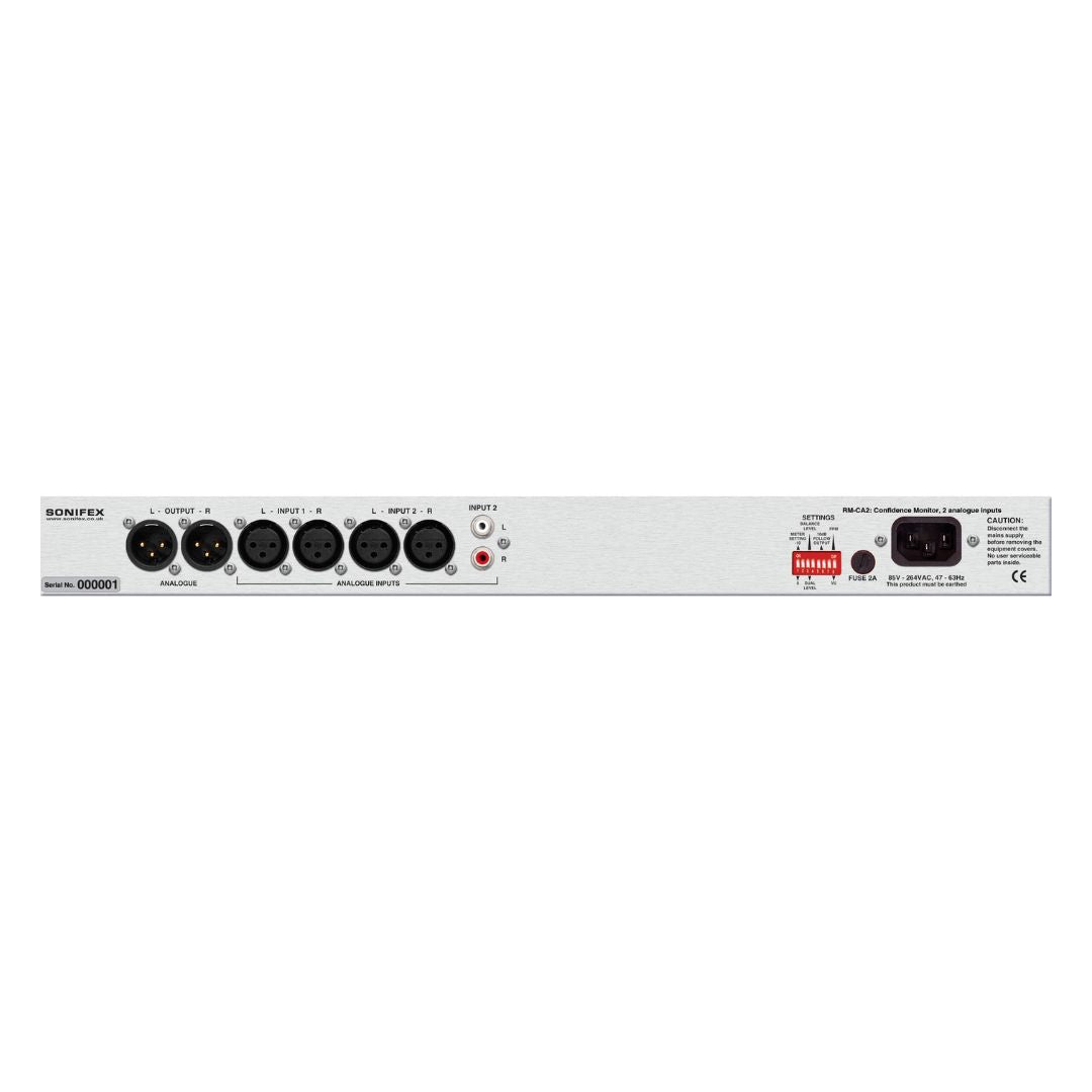 Rear view of Sonifex RM-CA2 on white background