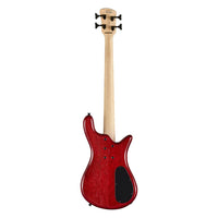 Rear view of Spector Bantam 4 Short-Scale Bass Guitar Black Cherry Left-Handed on white background