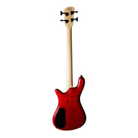 Rear view of Spector Bantam 4 Short-Scale Bass Guitar Black Cherry on white background