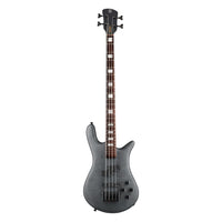 Front view of Spector Euro 4 LX Bass Guitar Transparent Black on white background