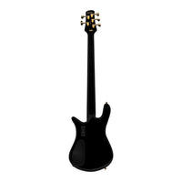 Rear view of Spector Euro 5 Classic Bass Guitar Solid Black on white background