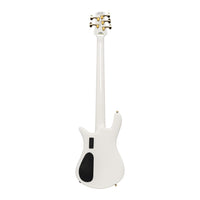 Rear view of Spector Euro 5 Classic Bass Guitar Solid White on white background