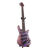 Front view of Spector NS Dimension 5-String Bass Guitar Reverse Purple on white background