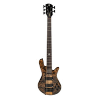Front view of Spector NS Ethos 5-String Bass Guitar Super Faded Black Gloss on white background