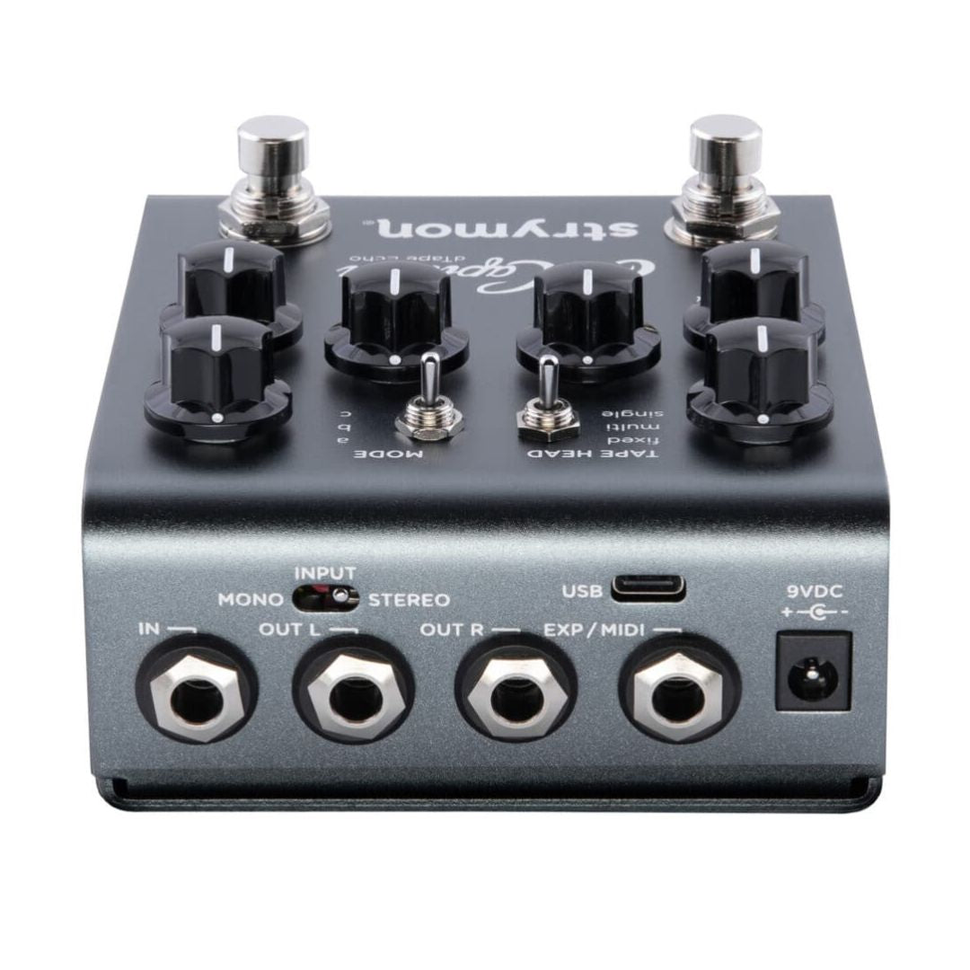 Rear panel of Strymon El Capistan on white background