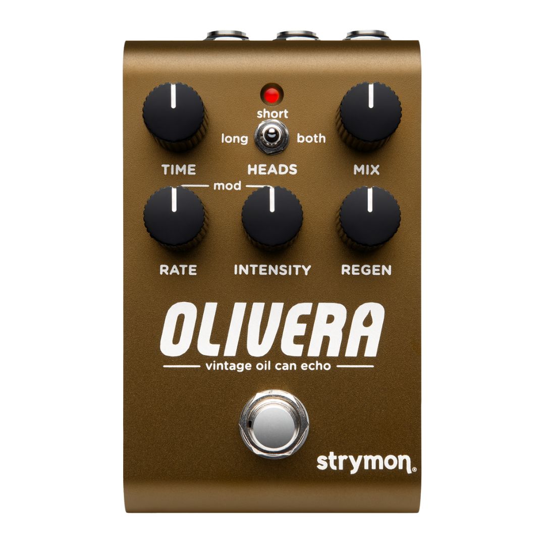 Front view of Strymon Olivera Vintage Oil Can Echo Pedal on white background