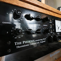 Close up of front panel of Thermionic Culture Phoenix Mastering Plus on rack in studio