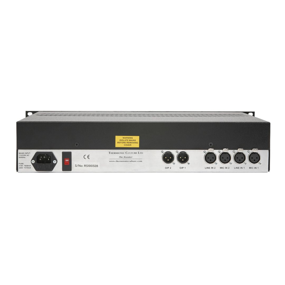 Rear panel of rackmount effect exposing ports on white background