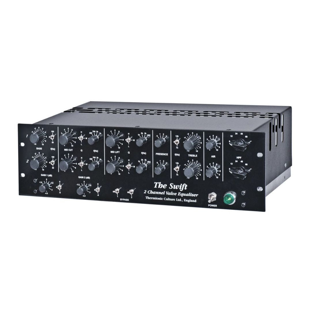 Angled view of a black rackmount effect on white background