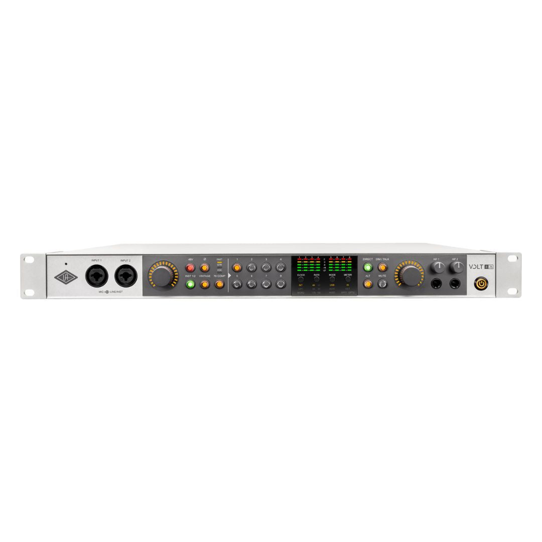 Front view of Universal Audio Volt 876 USB Recording Studio on white background
