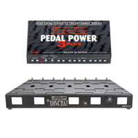 Front view of Voodoo Lab Dingbat PX Pedalboard with PX-8 PLUS Pedal Switcher and Pedal Power 3 PLUS on white background