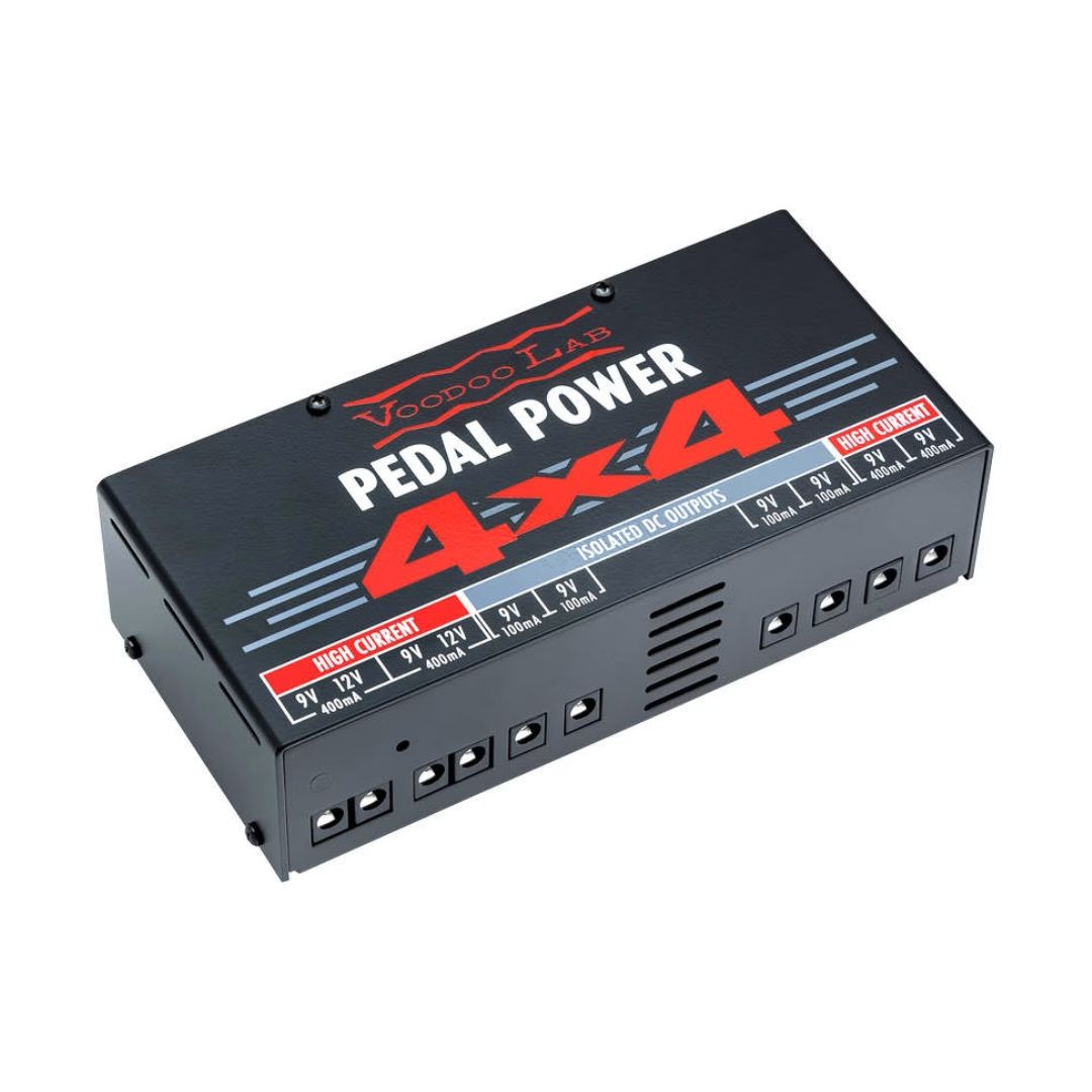 Angled view of Voodoo Lab Pedal Power 4x4 on white background