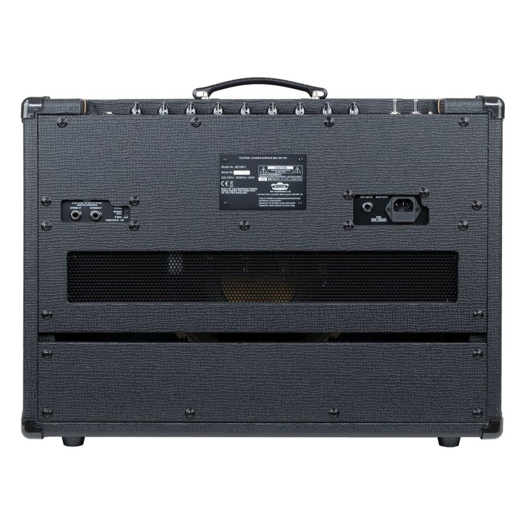 Rear view of Vox AC15 Custom Tube Guitar Amplifier Standard on white background