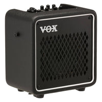 Angled view of Vox MINI GO 10 Portable Modeling Guitar Amplifier on white background