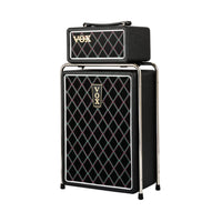 Angled front view of Vox Mini Superbeetle Bass Tube Amplifier Stack on white background