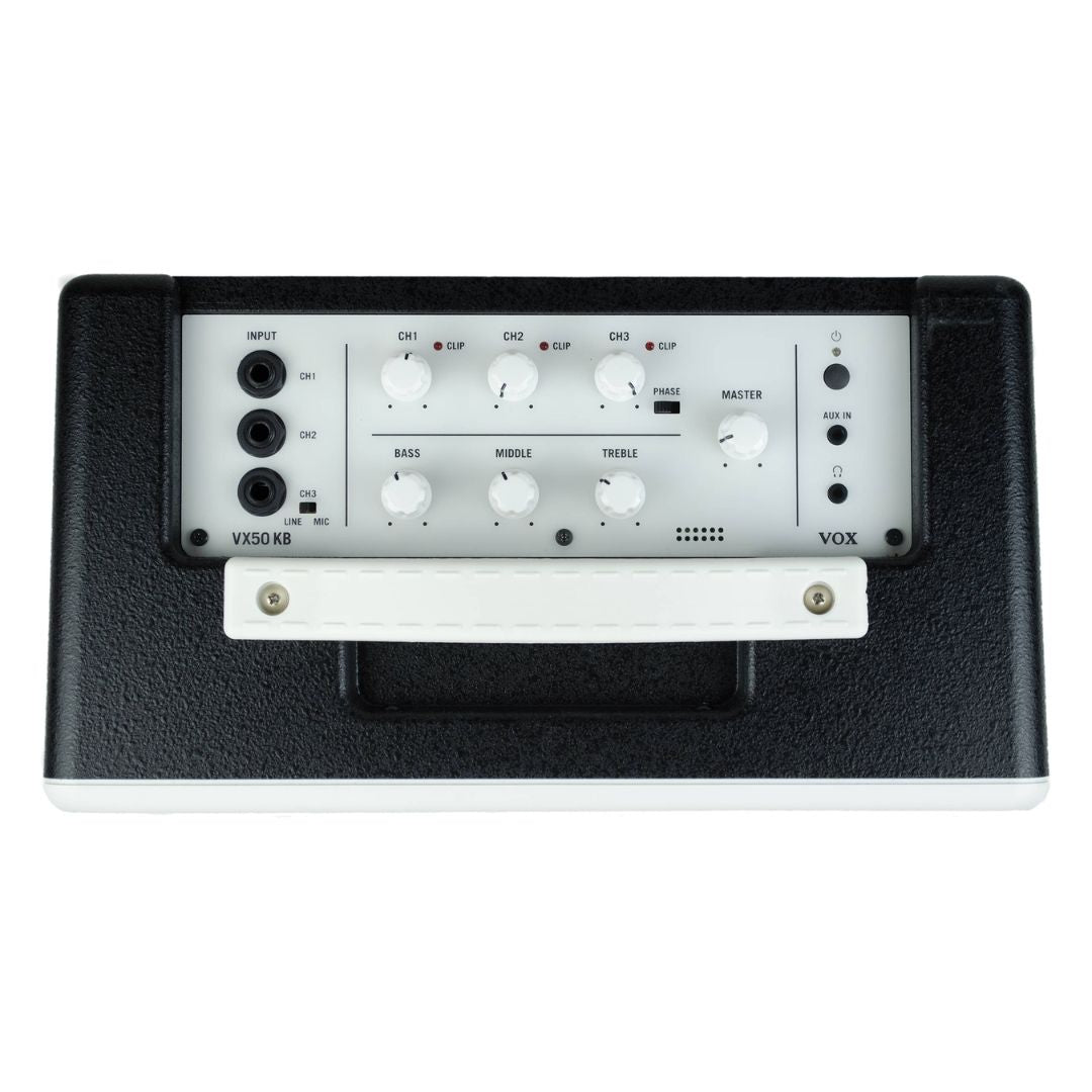 Top view of Vox VX50KB Keyboard Amplifier on white background