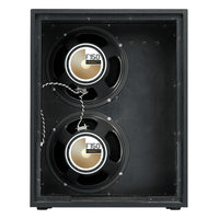 Rear view of WEM Silver Starfinder 212 Speaker Cabinet Vertical with speakers exposed on white background