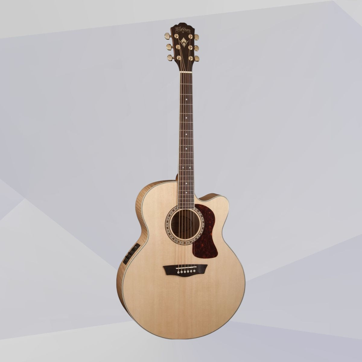 Front view of Washburn J40SCE Heritage 40 Series Acoustic Electric Guitar on grey background