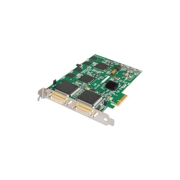 Angled front view of ADJ 2x DVI Upgrade Card for ArKaos Servers on white background