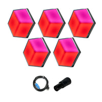 Front view of ADJ 3D Vision Plus Hexagonal LED Panel Five Panels Sys 1 with inclusions on white background