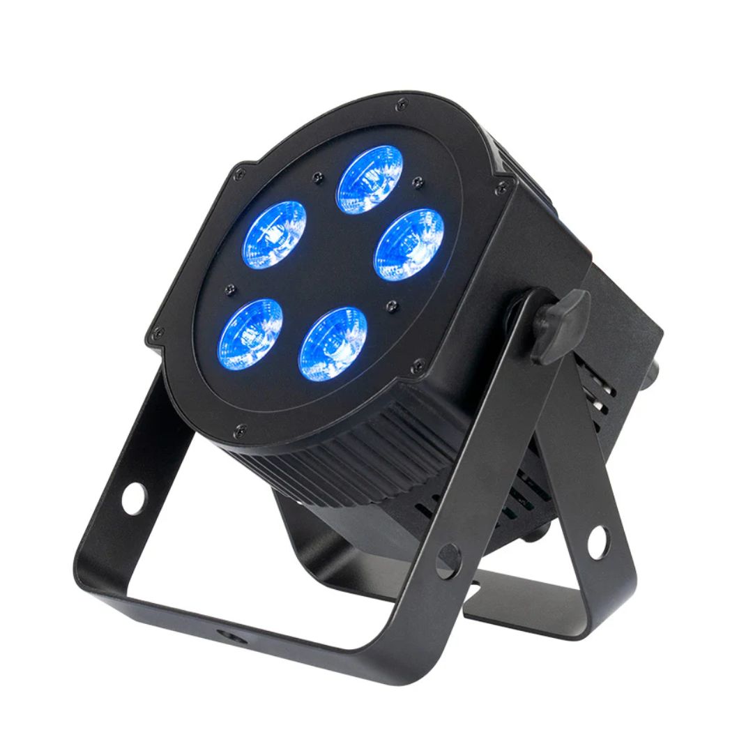 Angled front view of ADJ 5PX HEX LED Par on white background