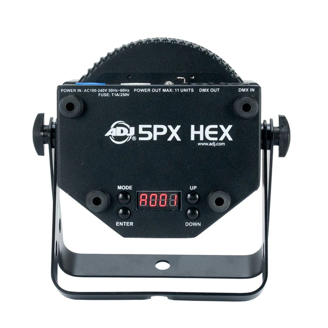 Rear view of ADJ 5PX HEX LED Par on white background