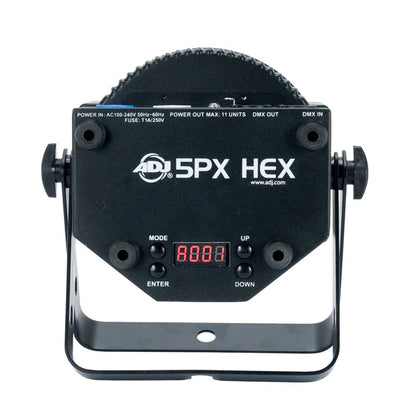Rear view of ADJ 5PX HEX LED Par on white background