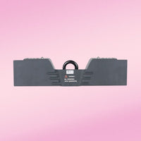 Front view of ADJ AV4RB1 Stacking/Rigging Bar for AV3 and AV4IP Video Panels on pink background