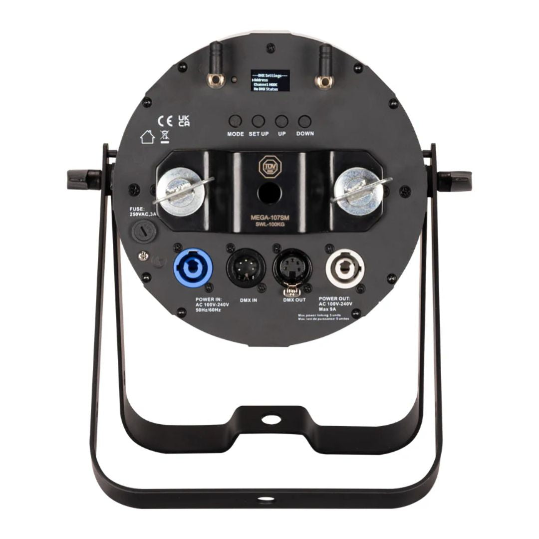 Rear view of ADJ COB227 COB Cannon LP200STX Wash on white background