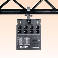 Front view of hanging ADJ Cyber Pak Stage Lighting Controller on orange background