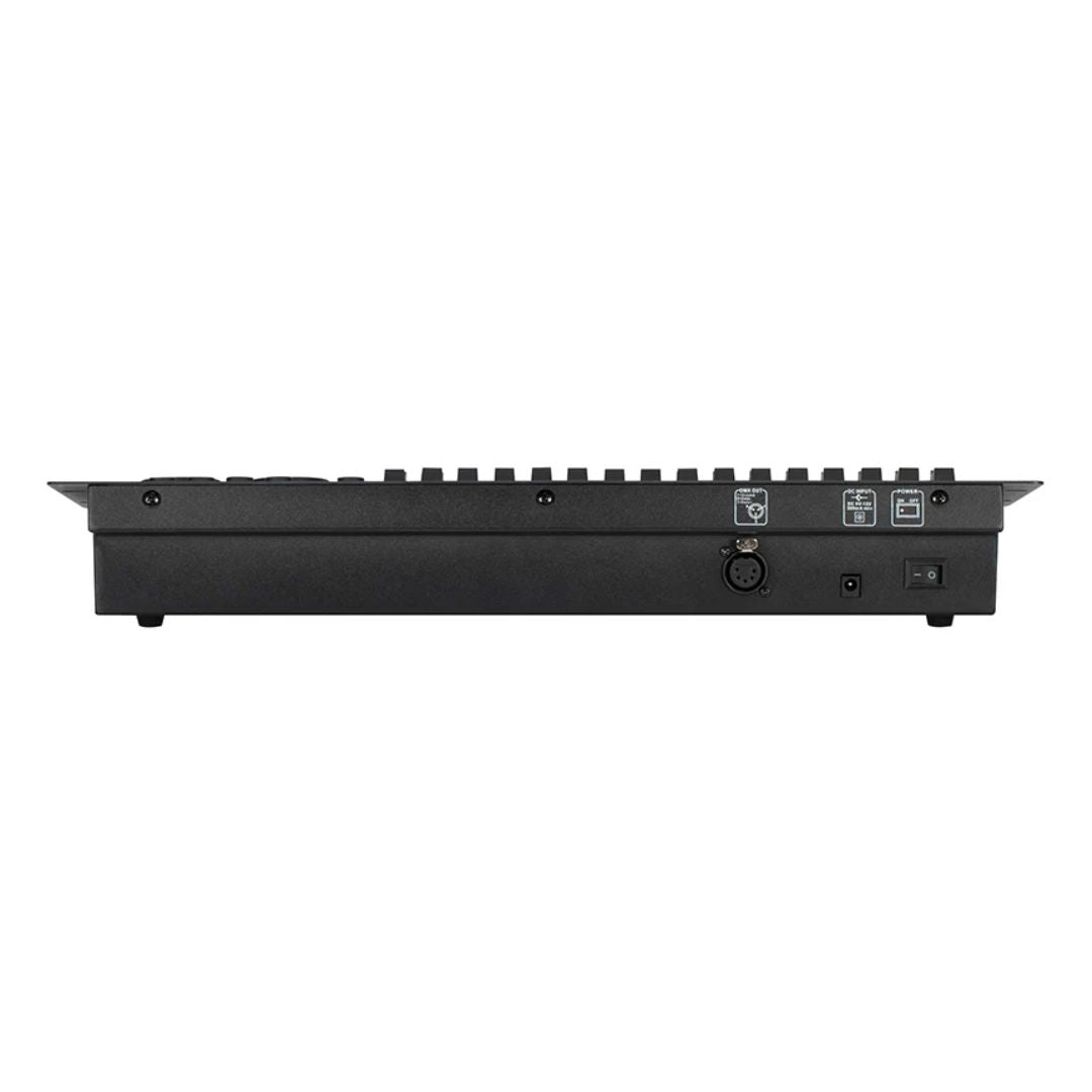 Rear ports view of ADJ DMX FX512 Rackmount Controller on white background