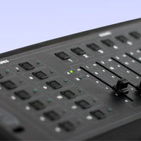 Close up view of ADJ DMX Operator Lighting Controller on lilac background
