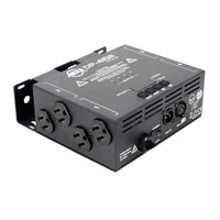 Angled front view of ADJ DP-415R 4-Channel DMX Dimmer / Switch Pack on white background